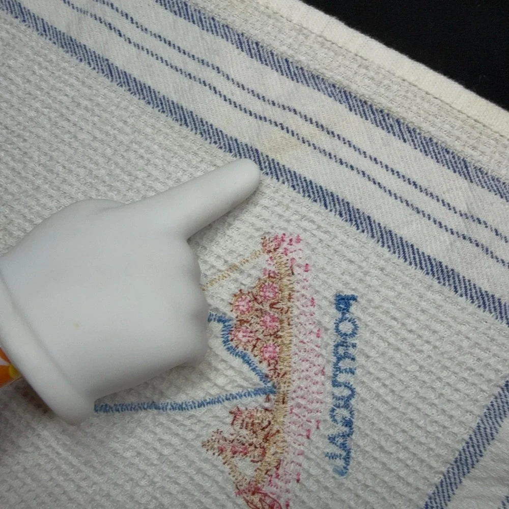 Portugal Embroidered Kitchen Tea Towel White Cotton Boat Nautical‎ Decor